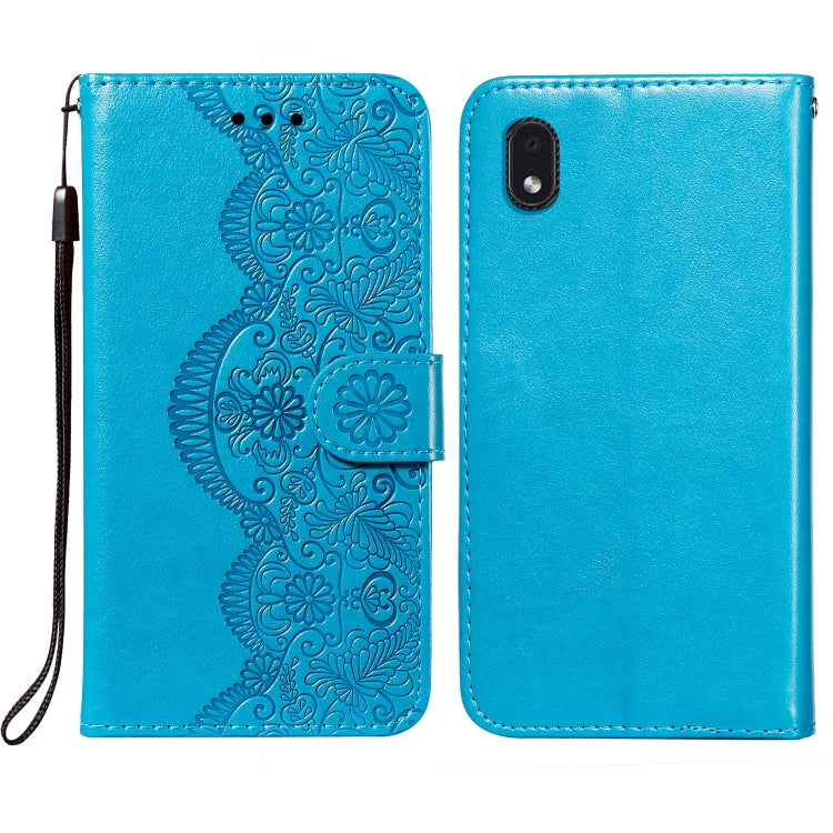 For Samsung  Galaxy A01 Core Flower Vine Embossing Pattern Horizontal Flip Leather Case with Card Slot & Holder & Wallet & Lanyard