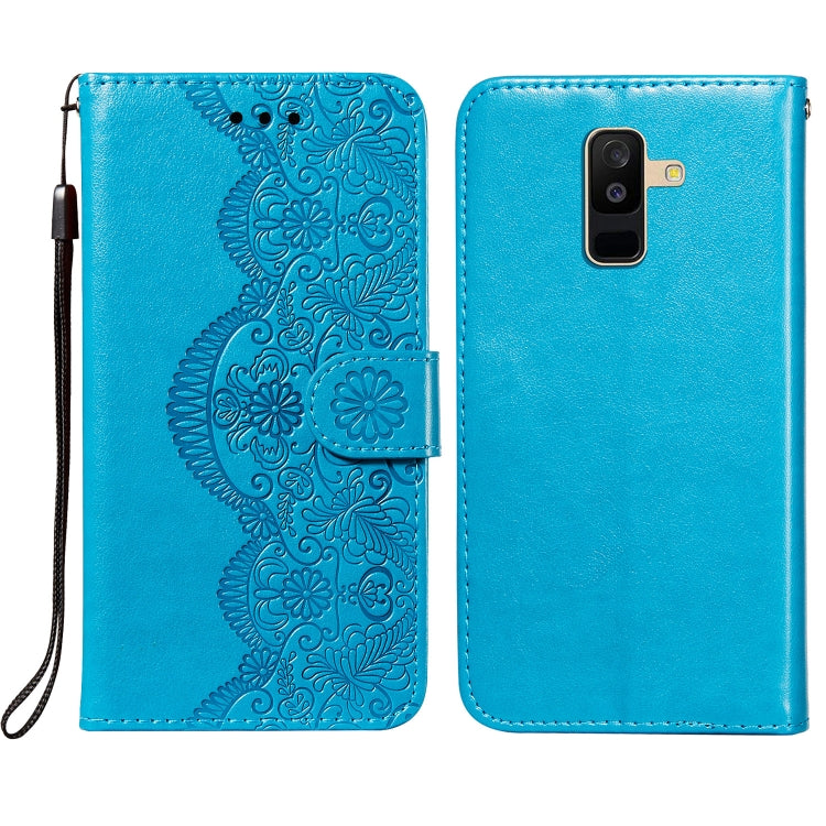 For Samsung Galaxy A6+ 2018 Flower Vine Embossing Pattern Horizontal Flip Leather Case with Card Slot & Holder & Wallet & Lanyard
