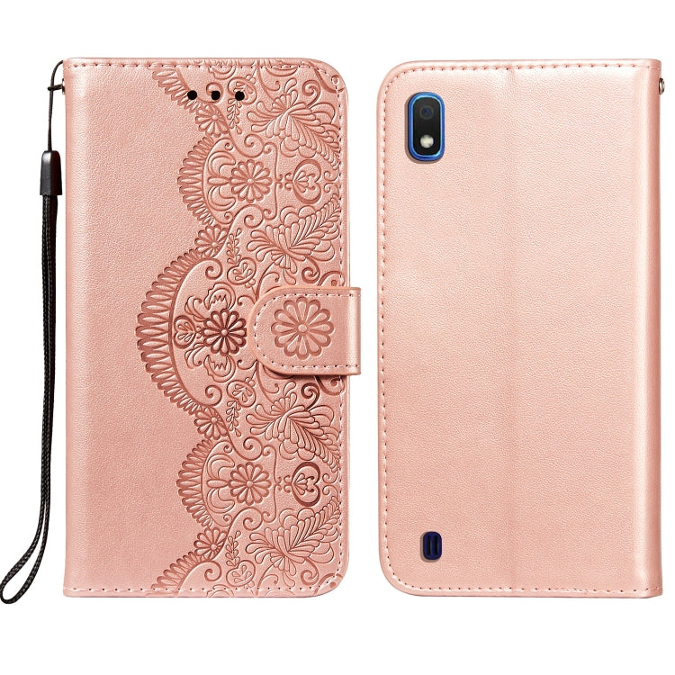 For Samsung  Galaxy A10 Flower Vine Embossing Pattern Horizontal Flip Leather Case with Card Slot & Holder & Wallet & Lanyard