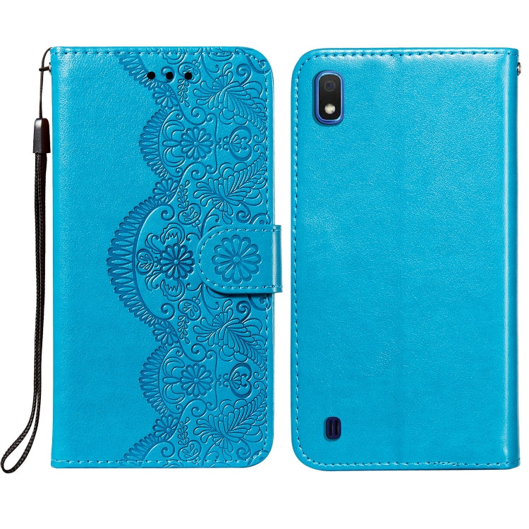 For Samsung  Galaxy A10 Flower Vine Embossing Pattern Horizontal Flip Leather Case with Card Slot & Holder & Wallet & Lanyard