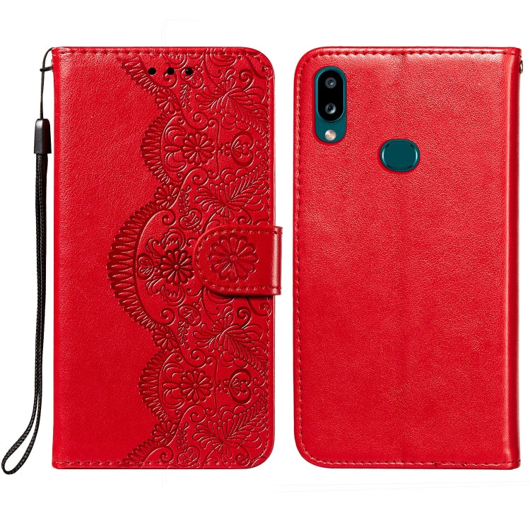 For Samsung  Galaxy A10s Flower Vine Embossing Pattern Horizontal Flip Leather Case with Card Slot & Holder & Wallet & Lanyard