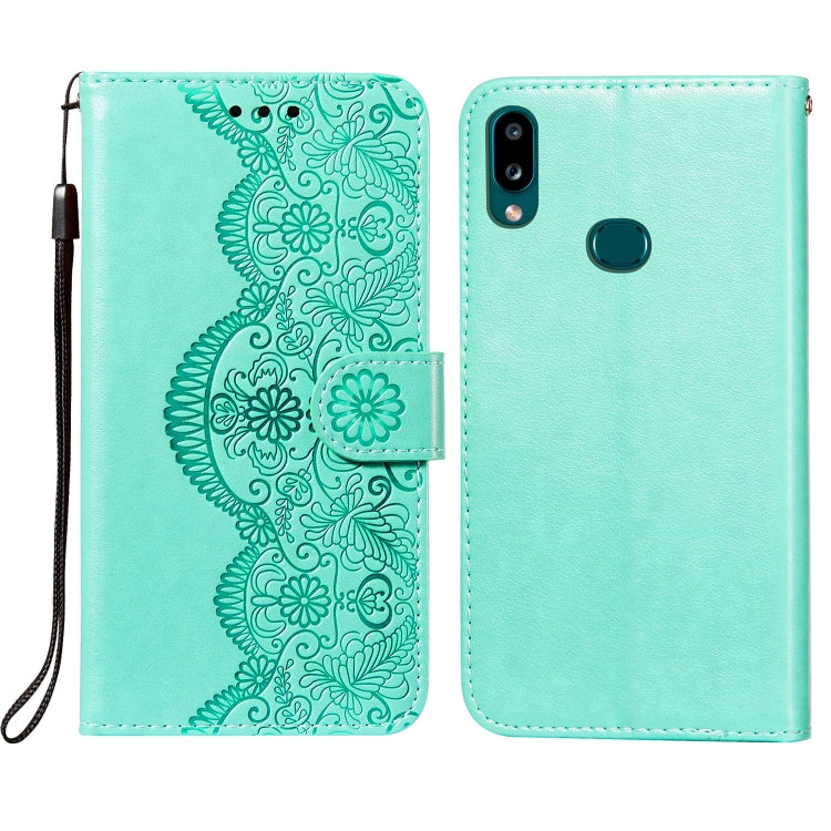 For Samsung  Galaxy A10s Flower Vine Embossing Pattern Horizontal Flip Leather Case with Card Slot & Holder & Wallet & Lanyard