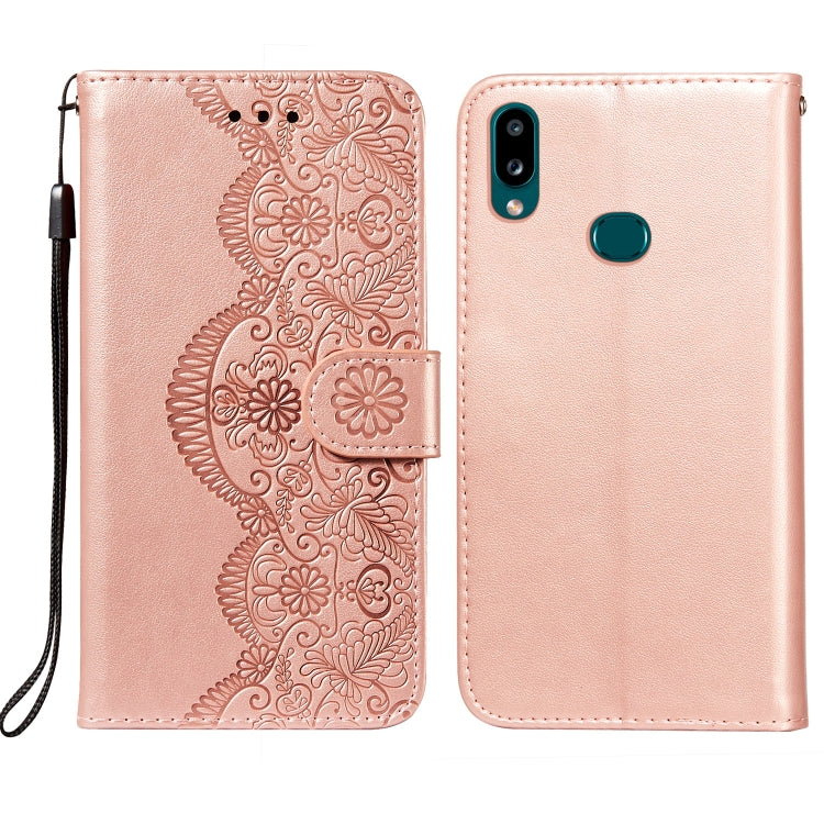 For Samsung  Galaxy A10s Flower Vine Embossing Pattern Horizontal Flip Leather Case with Card Slot & Holder & Wallet & Lanyard