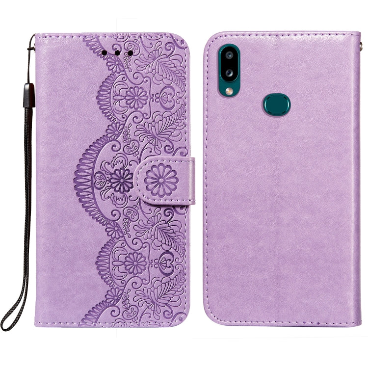 For Samsung  Galaxy A10s Flower Vine Embossing Pattern Horizontal Flip Leather Case with Card Slot & Holder & Wallet & Lanyard