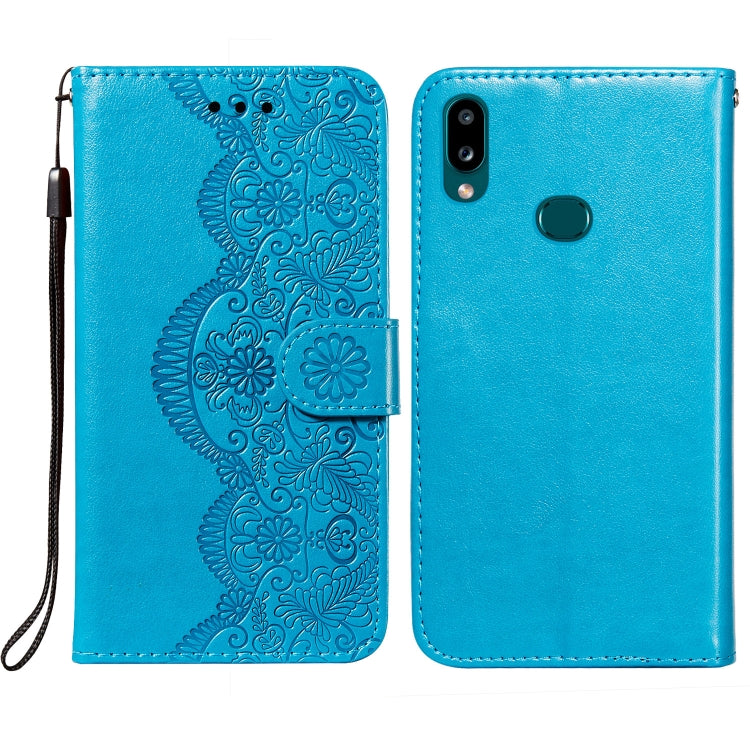 For Samsung  Galaxy A10s Flower Vine Embossing Pattern Horizontal Flip Leather Case with Card Slot & Holder & Wallet & Lanyard