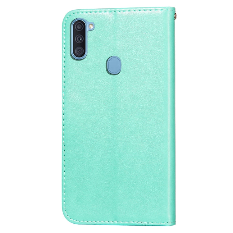 For Samsung  Galaxy A11 / M11 Flower Vine Embossing Pattern Horizontal Flip Leather Case with Card Slot & Holder & Wallet & Lanyard