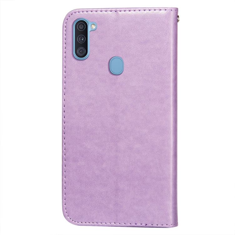 For Samsung  Galaxy A11 / M11 Flower Vine Embossing Pattern Horizontal Flip Leather Case with Card Slot & Holder & Wallet & Lanyard