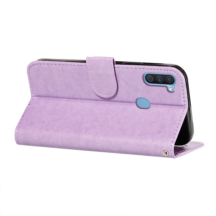 For Samsung  Galaxy A11 / M11 Flower Vine Embossing Pattern Horizontal Flip Leather Case with Card Slot & Holder & Wallet & Lanyard