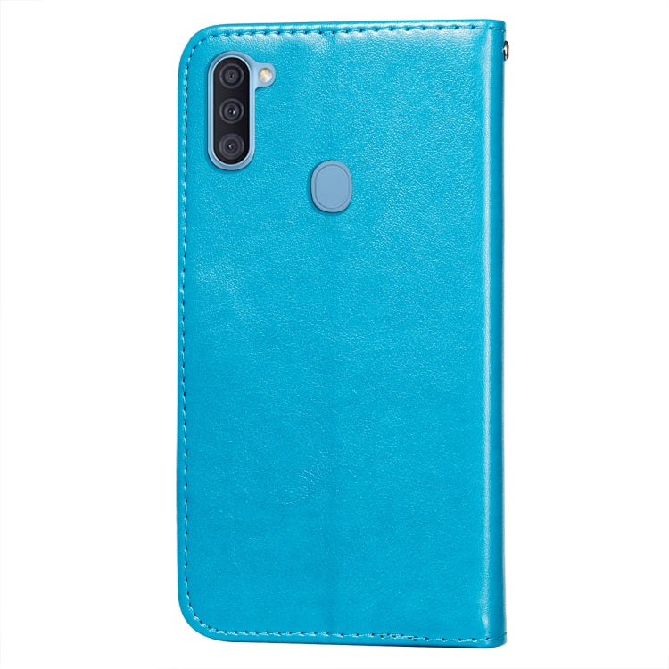 For Samsung  Galaxy A11 / M11 Flower Vine Embossing Pattern Horizontal Flip Leather Case with Card Slot & Holder & Wallet & Lanyard