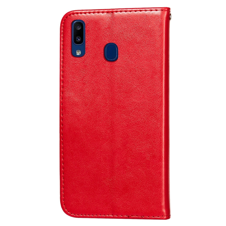 For Samsung Galaxy A20 / A30 Flower Vine Embossing Pattern Horizontal Flip Leather Case with Card Slot & Holder & Wallet & Lanyard