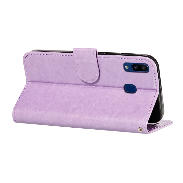 For Samsung Galaxy A20 / A30 Flower Vine Embossing Pattern Horizontal Flip Leather Case with Card Slot & Holder & Wallet & Lanyard