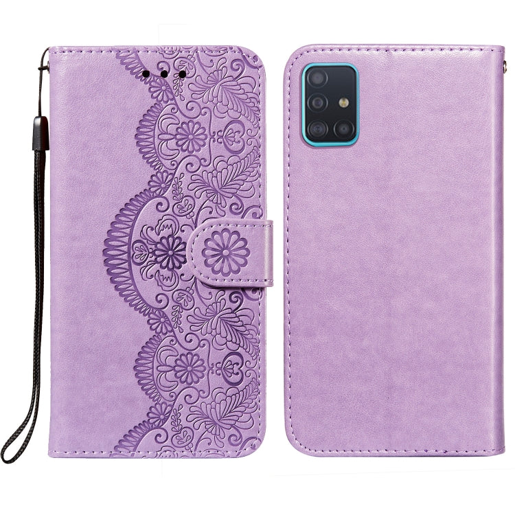 For Samsung Galaxy A81/ Note10 Lite Flower Vine Embossing Pattern Horizontal Flip Leather Case with Card Slot & Holder & Wallet & Lanyard