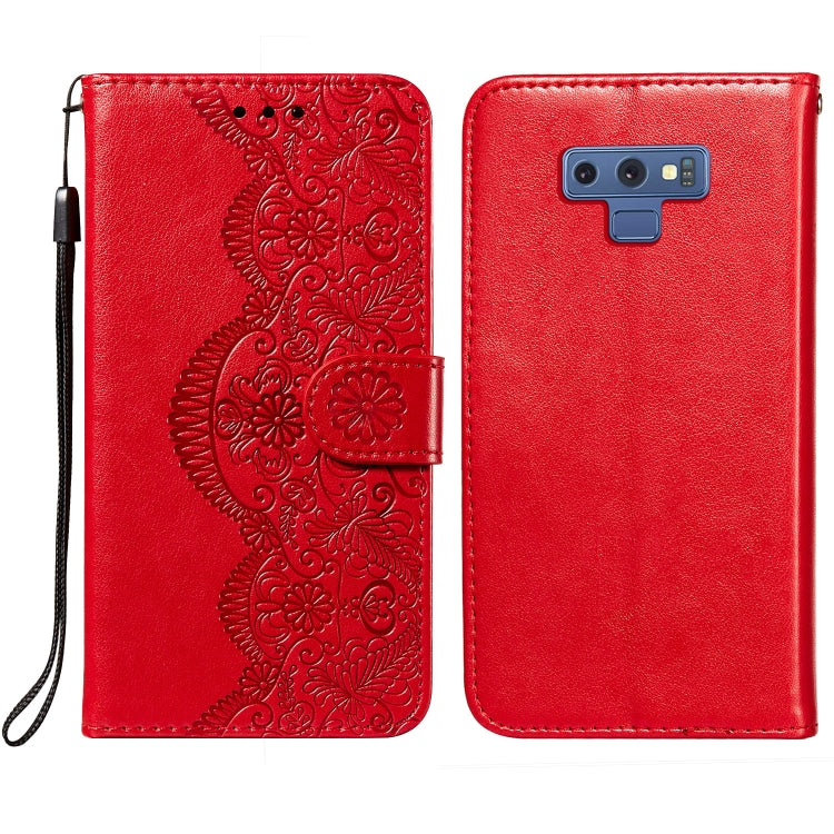 For Samsung Galaxy Note9 Flower Vine Embossing Pattern Horizontal Flip Leather Case with Card Slot & Holder & Wallet & Lanyard