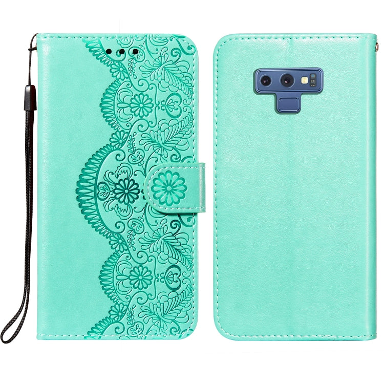 For Samsung Galaxy Note9 Flower Vine Embossing Pattern Horizontal Flip Leather Case with Card Slot & Holder & Wallet & Lanyard
