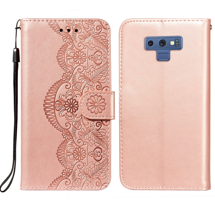 For Samsung Galaxy Note9 Flower Vine Embossing Pattern Horizontal Flip Leather Case with Card Slot & Holder & Wallet & Lanyard