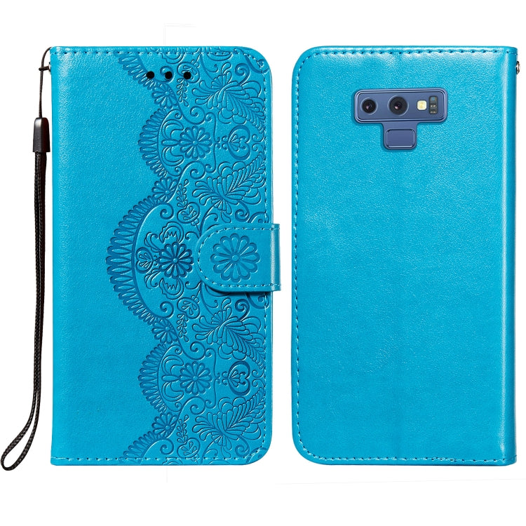 For Samsung Galaxy Note9 Flower Vine Embossing Pattern Horizontal Flip Leather Case with Card Slot & Holder & Wallet & Lanyard