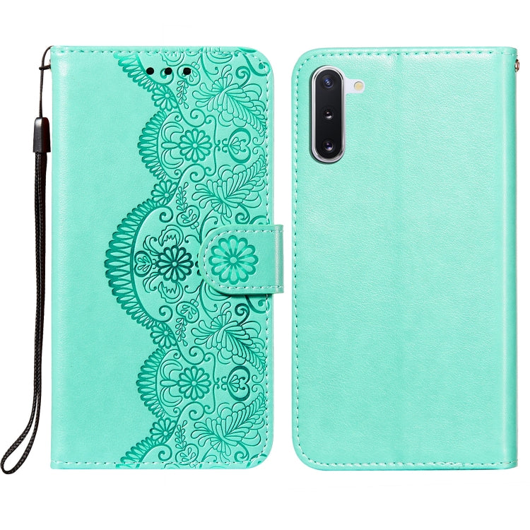 For Samsung Galaxy Note10 Flower Vine Embossing Pattern Horizontal Flip Leather Case with Card Slot & Holder & Wallet & Lanyard