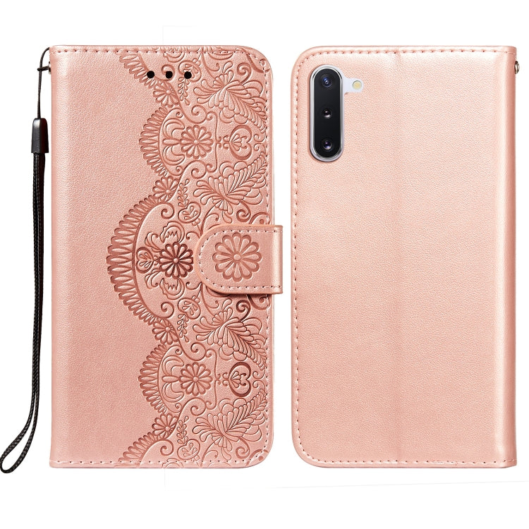 For Samsung Galaxy Note10 Flower Vine Embossing Pattern Horizontal Flip Leather Case with Card Slot & Holder & Wallet & Lanyard