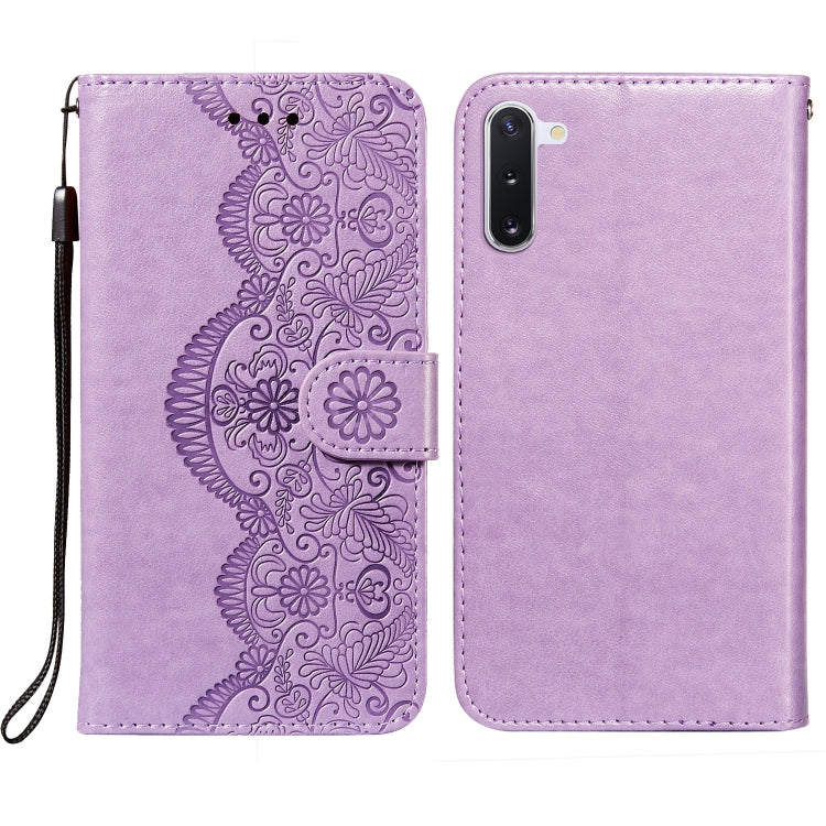For Samsung Galaxy Note10 Flower Vine Embossing Pattern Horizontal Flip Leather Case with Card Slot & Holder & Wallet & Lanyard