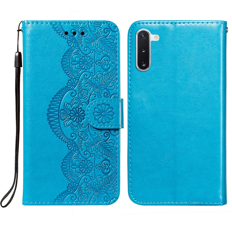 For Samsung Galaxy Note10 Flower Vine Embossing Pattern Horizontal Flip Leather Case with Card Slot & Holder & Wallet & Lanyard