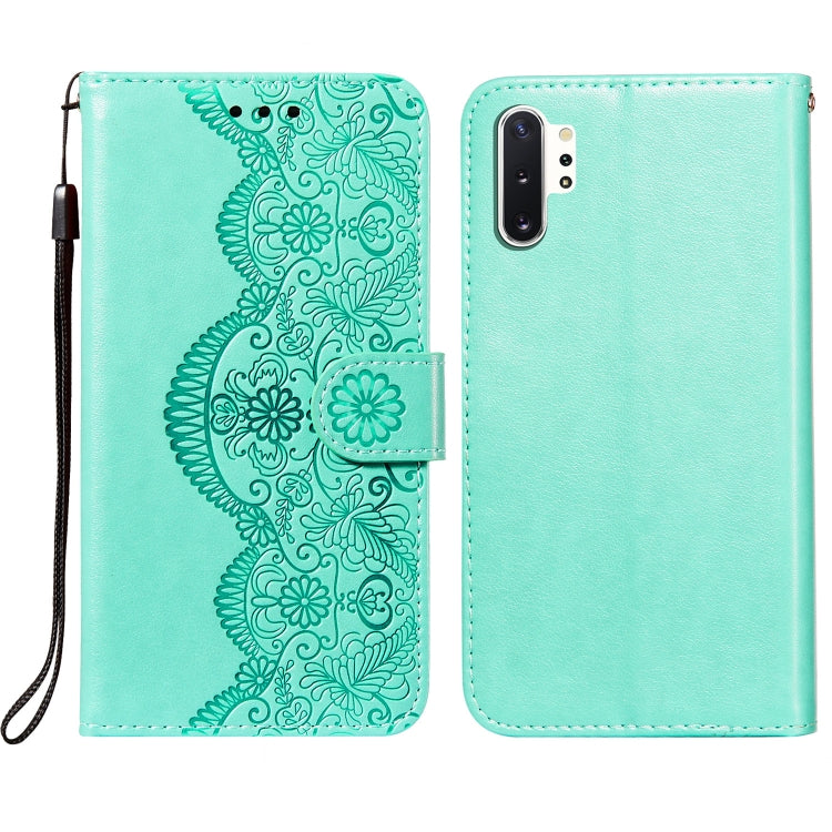 For Samsung Galaxy Note10 Plus Flower Vine Embossing Pattern Horizontal Flip Leather Case with Card Slot & Holder & Wallet & Lanyard