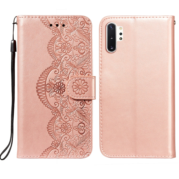 For Samsung Galaxy Note10 Plus Flower Vine Embossing Pattern Horizontal Flip Leather Case with Card Slot & Holder & Wallet & Lanyard