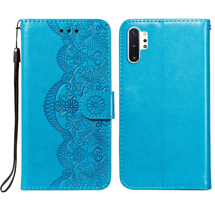 For Samsung Galaxy Note10 Plus Flower Vine Embossing Pattern Horizontal Flip Leather Case with Card Slot & Holder & Wallet & Lanyard