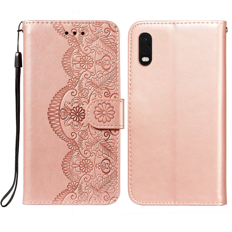 For Samsung Galaxy XCover Pro Flower Vine Embossing Pattern Horizontal Flip Leather Case with Card Slot & Holder & Wallet & Lanyard