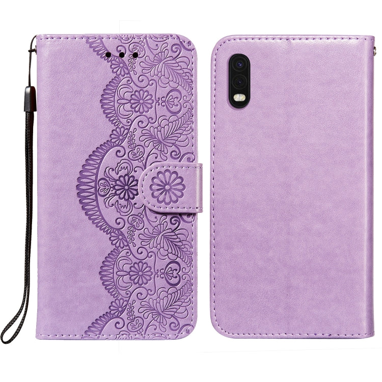 For Samsung Galaxy XCover Pro Flower Vine Embossing Pattern Horizontal Flip Leather Case with Card Slot & Holder & Wallet & Lanyard