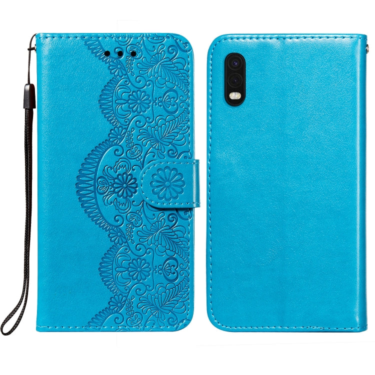 For Samsung Galaxy XCover Pro Flower Vine Embossing Pattern Horizontal Flip Leather Case with Card Slot & Holder & Wallet & Lanyard