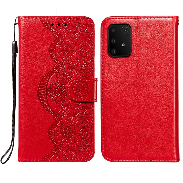 For Samsung Galaxy A91 / S10 Lite Flower Vine Embossing Pattern Horizontal Flip Leather Case with Card Slot & Holder & Wallet & Lanyard