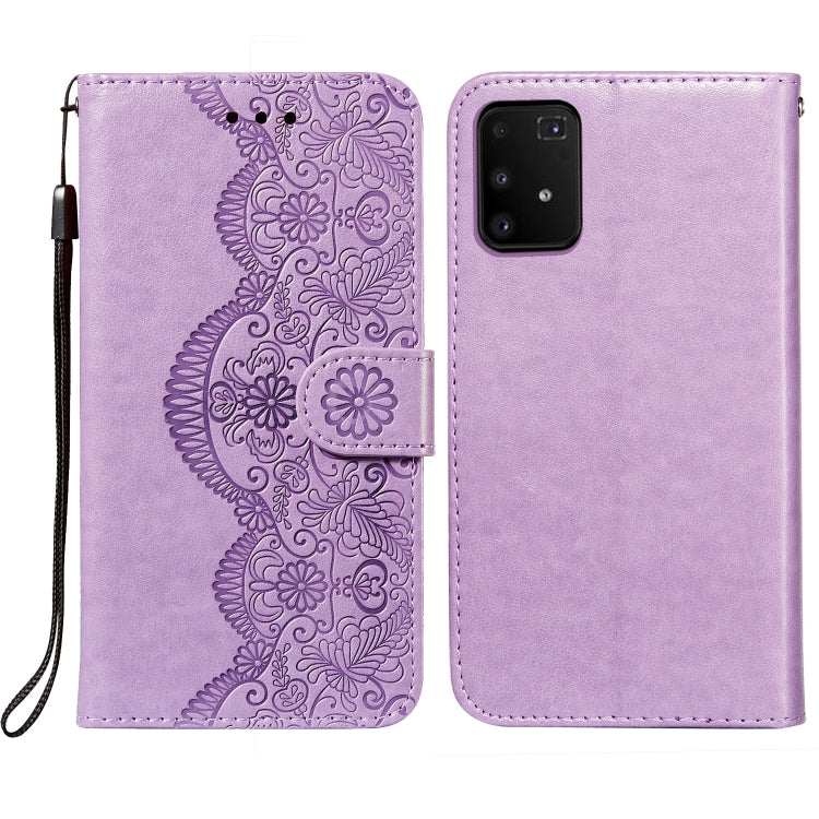 For Samsung Galaxy A91 / S10 Lite Flower Vine Embossing Pattern Horizontal Flip Leather Case with Card Slot & Holder & Wallet & Lanyard