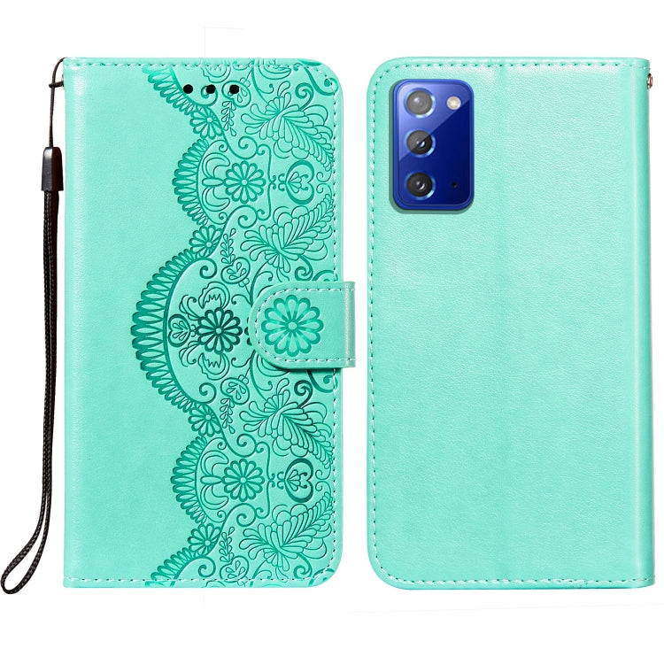 For Samsung  Galaxy Note20 Flower Vine Embossing Pattern Horizontal Flip Leather Case with Card Slot & Holder & Wallet & Lanyard