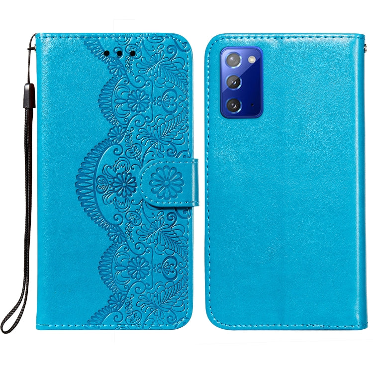 For Samsung  Galaxy Note20 Flower Vine Embossing Pattern Horizontal Flip Leather Case with Card Slot & Holder & Wallet & Lanyard