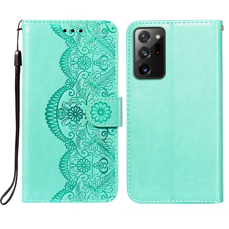 For Samsung Galaxy Note20 Ultra Flower Vine Embossing Pattern Horizontal Flip Leather Case with Card Slot & Holder & Wallet & Lanyard