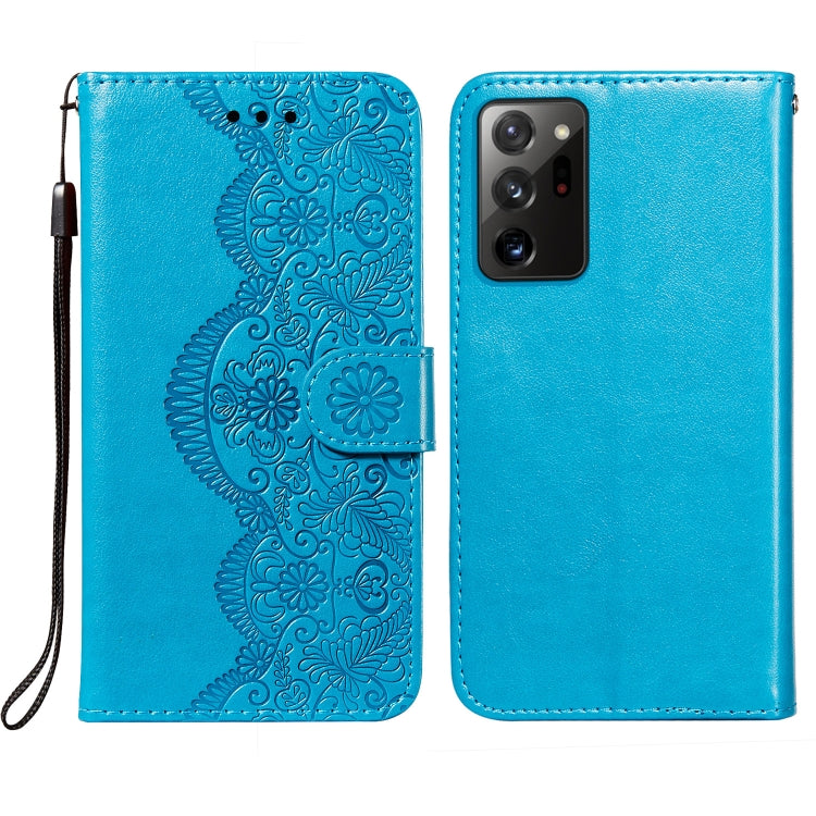 For Samsung Galaxy Note20 Ultra Flower Vine Embossing Pattern Horizontal Flip Leather Case with Card Slot & Holder & Wallet & Lanyard