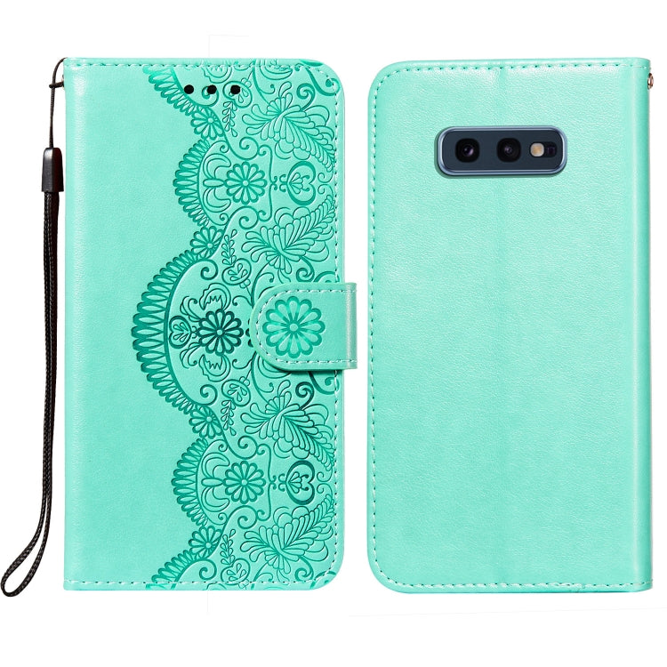 For Samsung  Galaxy S10e Flower Vine Embossing Pattern Horizontal Flip Leather Case with Card Slot & Holder & Wallet & Lanyard