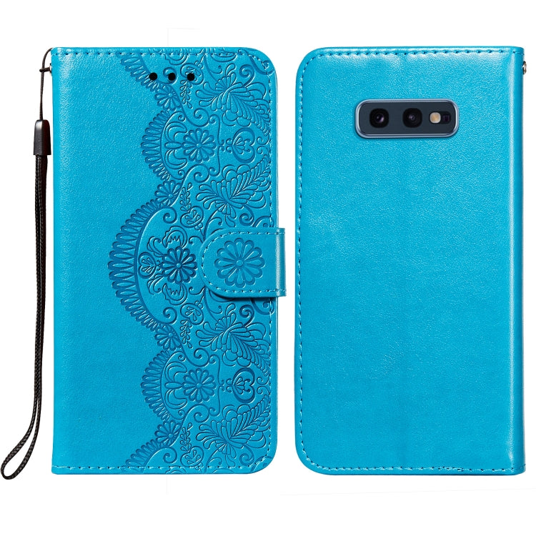 For Samsung  Galaxy S10e Flower Vine Embossing Pattern Horizontal Flip Leather Case with Card Slot & Holder & Wallet & Lanyard