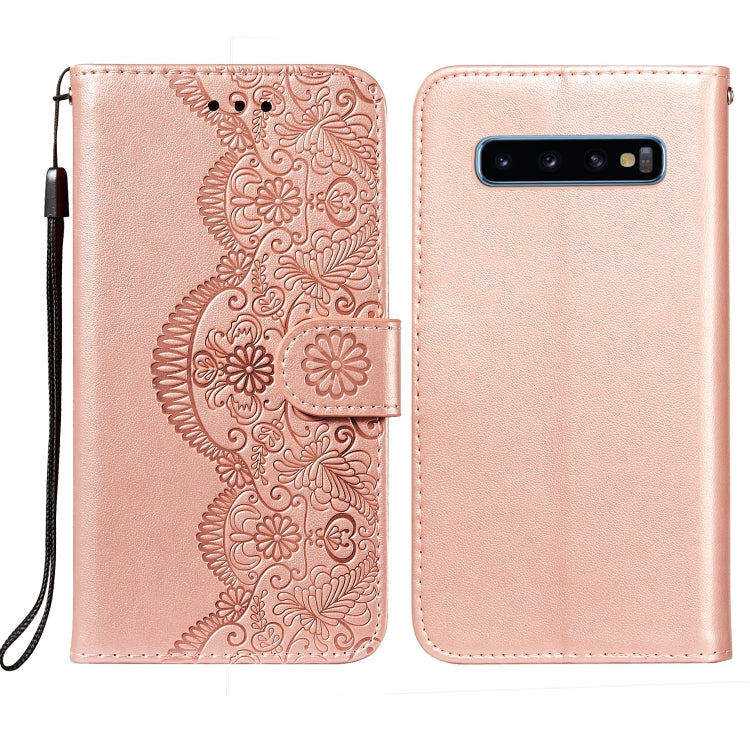 For Samsung  Galaxy S10 Plus Flower Vine Embossing Pattern Horizontal Flip Leather Case with Card Slot & Holder & Wallet & Lanyard