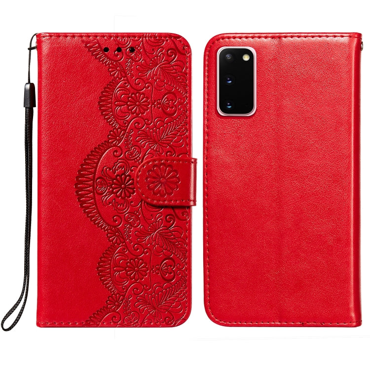 For Samsung  Galaxy S20 Flower Vine Embossing Pattern Horizontal Flip Leather Case with Card Slot & Holder & Wallet & Lanyard