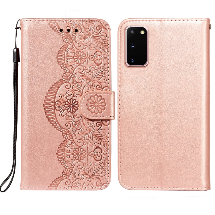 For Samsung  Galaxy S20 Flower Vine Embossing Pattern Horizontal Flip Leather Case with Card Slot & Holder & Wallet & Lanyard