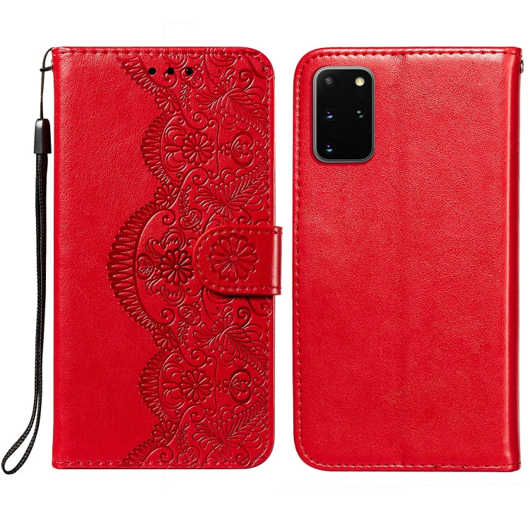 For Samsung Galaxy S20 Plus Flower Vine Embossing Pattern Horizontal Flip Leather Case with Card Slot & Holder & Wallet & Lanyard
