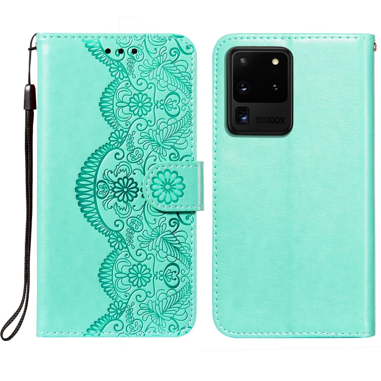 For Samsung Galaxy S20 Ultra Flower Vine Embossing Pattern Horizontal Flip Leather Case with Card Slot & Holder & Wallet & Lanyard