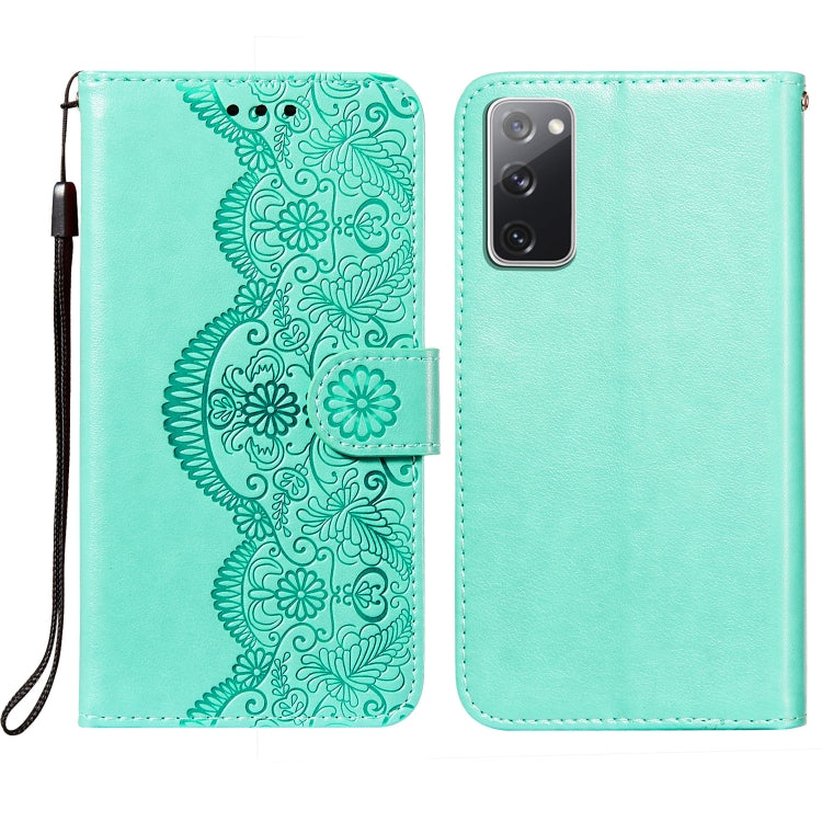 For Samsung Galaxy S20 FE Flower Vine Embossing Pattern Horizontal Flip Leather Case with Card Slot & Holder & Wallet & Lanyard