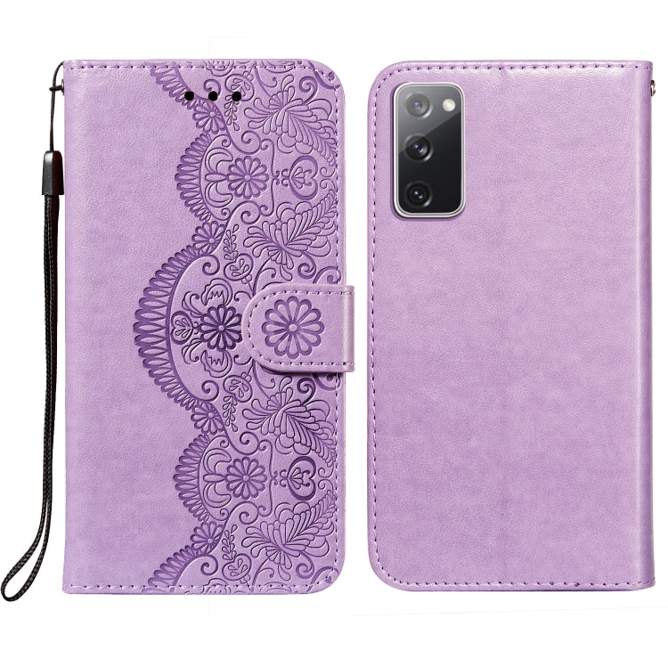 For Samsung Galaxy S20 FE Flower Vine Embossing Pattern Horizontal Flip Leather Case with Card Slot & Holder & Wallet & Lanyard