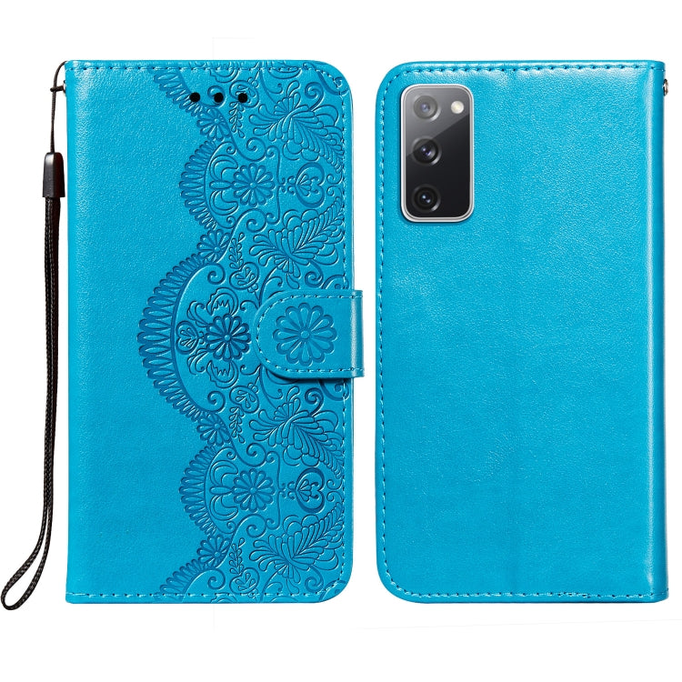 For Samsung Galaxy S20 FE Flower Vine Embossing Pattern Horizontal Flip Leather Case with Card Slot & Holder & Wallet & Lanyard