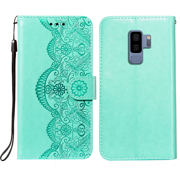 For Samsung Galaxy S9 Plus Flower Vine Embossing Pattern Horizontal Flip Leather Case with Card Slot & Holder & Wallet & Lanyard