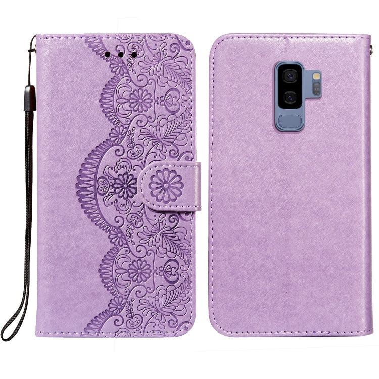 For Samsung Galaxy S9 Plus Flower Vine Embossing Pattern Horizontal Flip Leather Case with Card Slot & Holder & Wallet & Lanyard