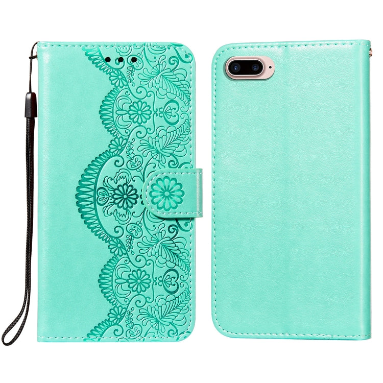 Flower Vine Embossing Pattern Horizontal Flip Leather Case with Card Slot & Holder & Wallet & Lanyard For iPhone 8 Plus & 7 Plus