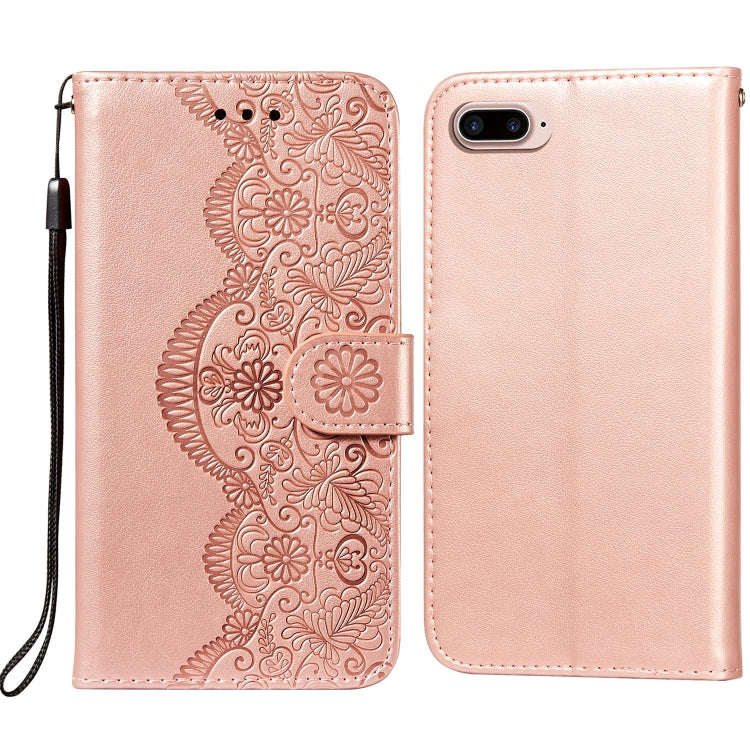 Flower Vine Embossing Pattern Horizontal Flip Leather Case with Card Slot & Holder & Wallet & Lanyard For iPhone 8 Plus & 7 Plus